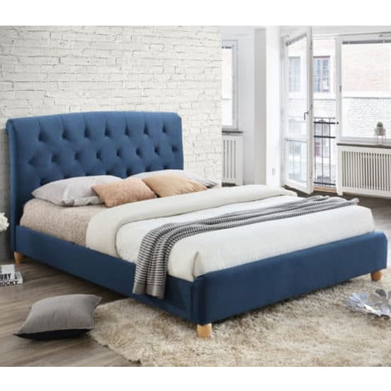 Read more about Brompton fabric king size bed in midnight blue