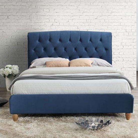 Brompton Fabric Small Double Bed In Midnight Blue_2