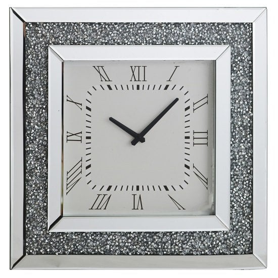 Read more about Brompton modern mirrored glass wall clock with crystals