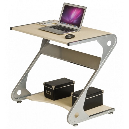 Bronstein Computer Desk In Light Cherry With Metal Frame