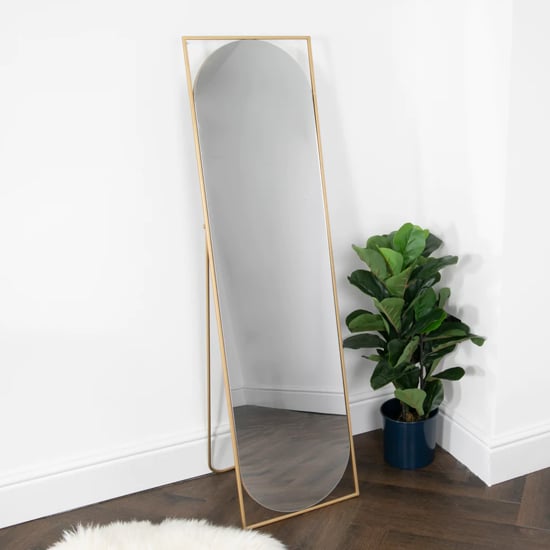 Product photograph of Bronx Floor Standing Mirror With Gold Metal Frame from Furniture in Fashion