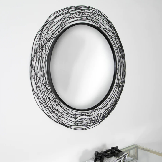 Product photograph of Bronx Round Nest Effect Wall Mirror With Black Metal Frame from Furniture in Fashion