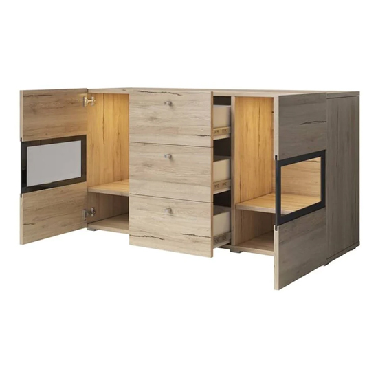 Bronx Sideboard 2 Doors 3 Drawer In San Remo Oak With LED Furniture