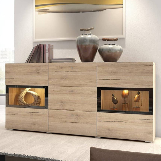 Bronx Sideboard 2 Doors 3 Drawer In San Remo Oak With LED Furniture