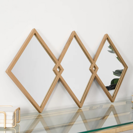 Product photograph of Bronx Trio Of Diamond Shaped Bedroom Mirrors With Gold Frame from Furniture in Fashion