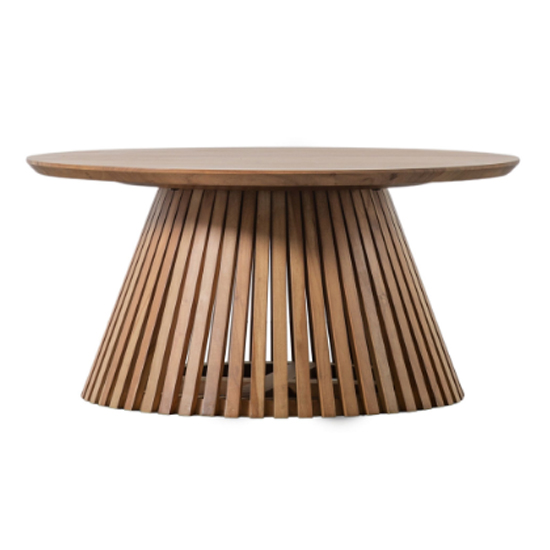 Brookline Wooden Round Coffee Table In Natural