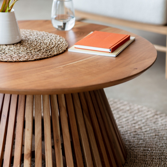 Brookline Wooden Round Coffee Table In Natural