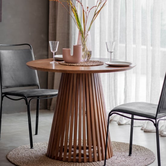 Product photograph of Brookline Round Wooden Dining Table In Natural from Furniture in Fashion
