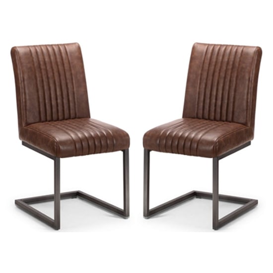 Product photograph of Barras Antique Brown Leather Dining Chair In Pair from Furniture in Fashion