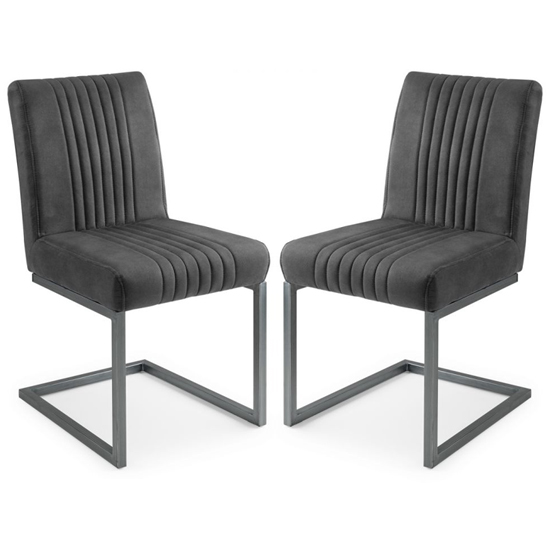 Product photograph of Barras Charcoal Grey Faux Leather Dining Chairs In Pair from Furniture in Fashion