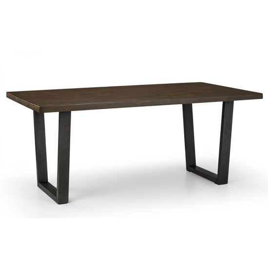 Barras Dark Oak Dining Table With Bench And 4 Grey Chairs_2