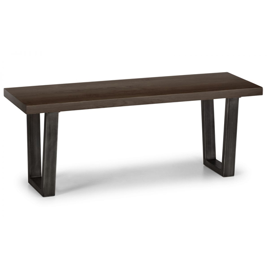 Barras Dark Oak Dining Table With Bench And 4 Grey Chairs_3