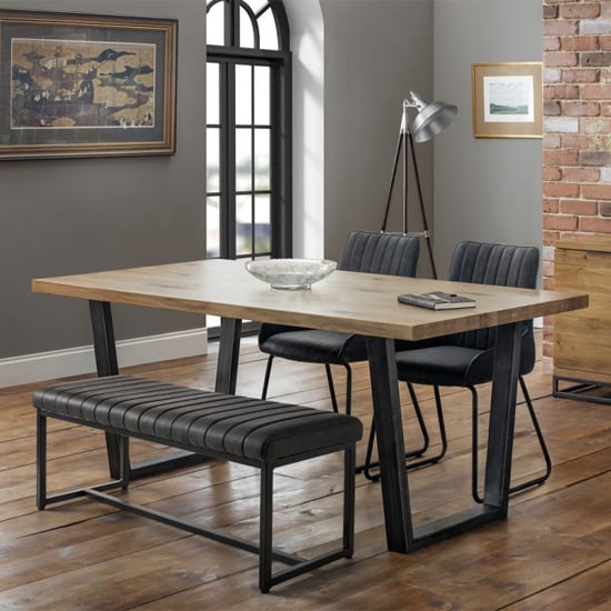 Barras Dining Table With Sakaye Bench And 2 Black Chairs_1