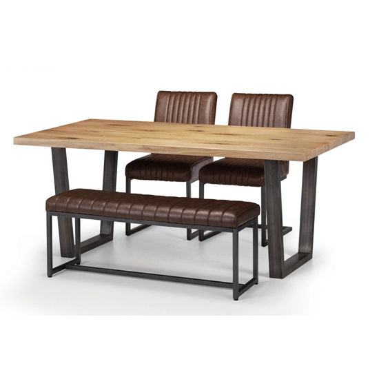 Barras Dining Table With Sakaye Bench And 2 Brown Chairs_2