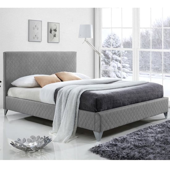 Product photograph of Brooklyn Fabric Upholstered King Size Bed In Grey from Furniture in Fashion