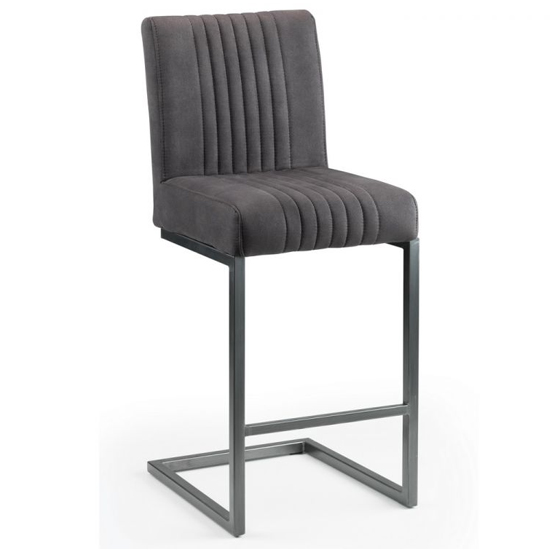 Photo of Barras faux leather bar stool in charcoal grey