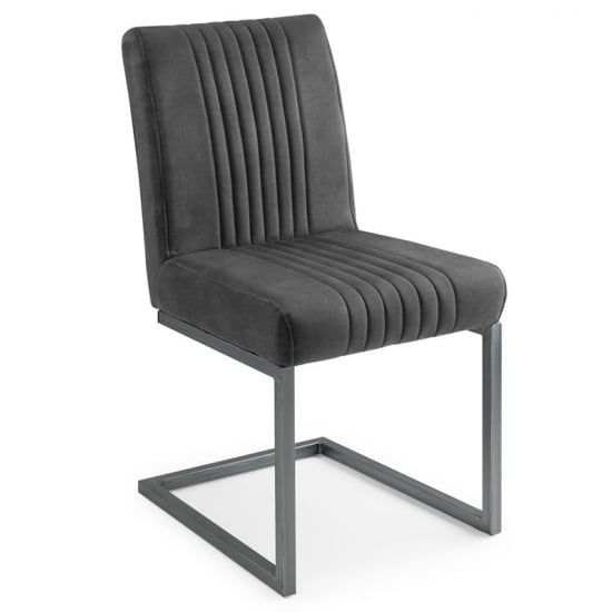 Barras Faux Leather Dining Chair In Charcoal Grey