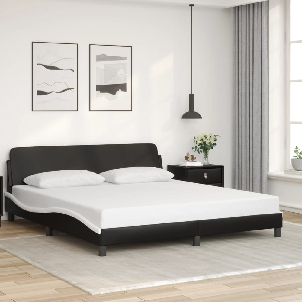 Product photograph of Brooklyn Faux Leather Super King Size In Black And White from Furniture in Fashion