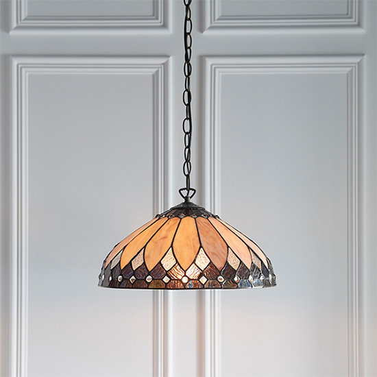 Brooklyn Medium Tiffany Glass Pendant Light In Dark Bronze