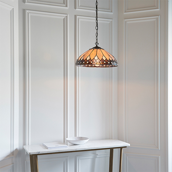 Brooklyn Medium Tiffany Glass Pendant Light In Dark Bronze