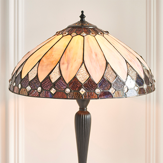 Brooklyn Medium Tiffany Glass Table Lamp In Dark Bronze