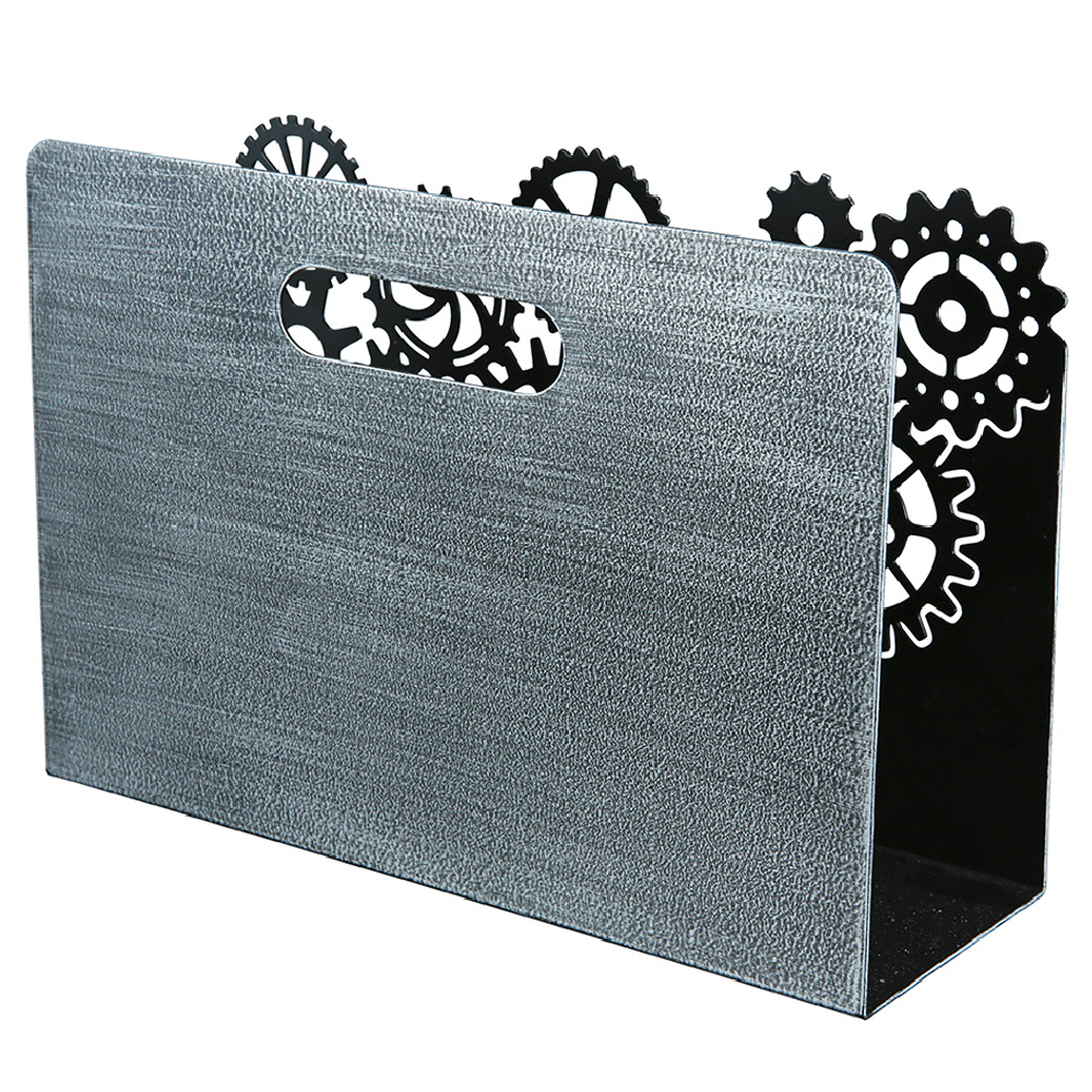 Brooklyn Metal Gear Wheels Magazine Rack - Silver