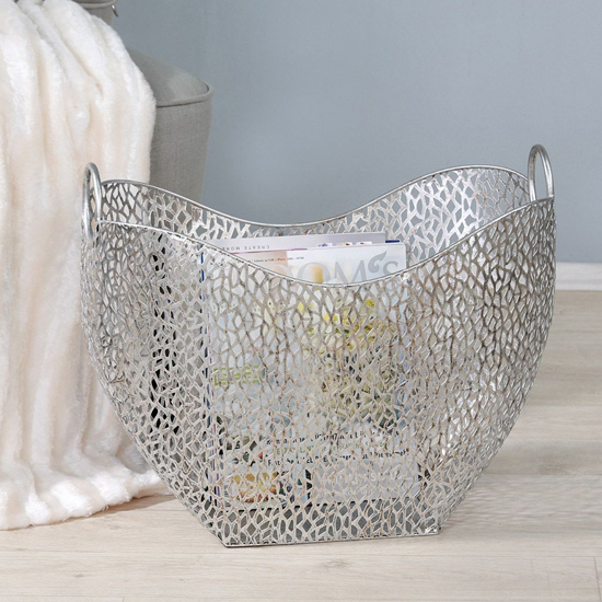 Product photograph of Brooklyn Metal Purley Magazine Rack In Silver from Furniture in Fashion