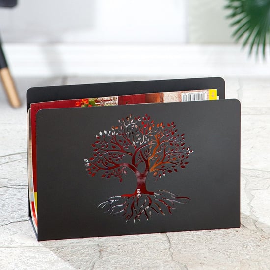 Brooklyn Metal Tree Of Life Magazine Rack In Black