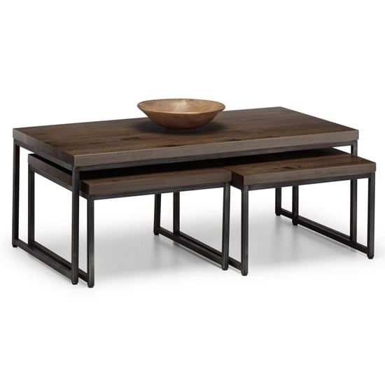 Photo of Barras wooden nesting coffee tables in dark oak