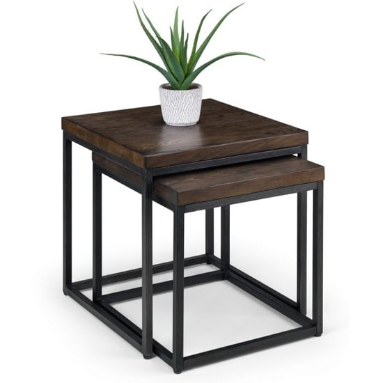 Product photograph of Barras Wooden Nesting Lamp Tables In Dark Oak from Furniture in Fashion