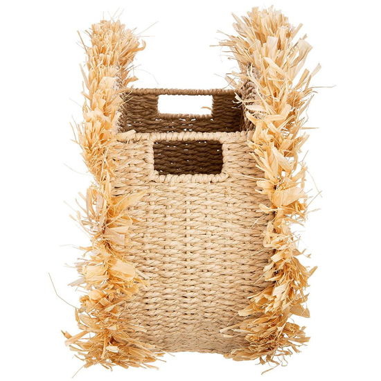 Brooklyn Seagrass Set Of 2 Boho Magazine Rack In Natural