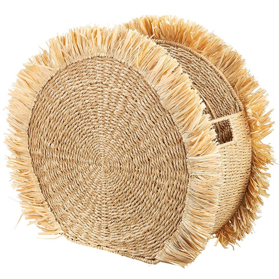 Brooklyn Seagrass Set Of 2 Boho Magazine Rack In Natural