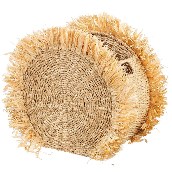 Brooklyn Seagrass Set Of 2 Boho Magazine Rack In Natural
