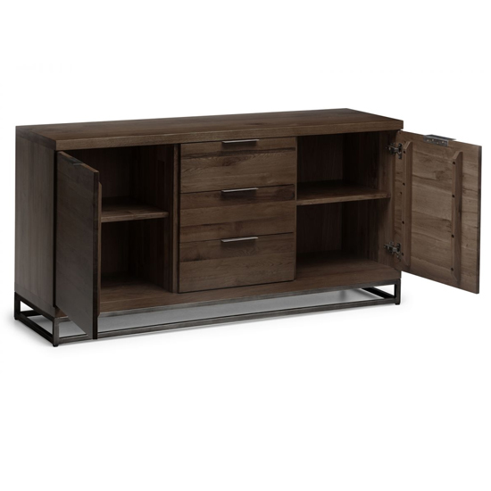 Barras Wooden Sideboard With 2 Doors 3 Drawers In Dark Oak