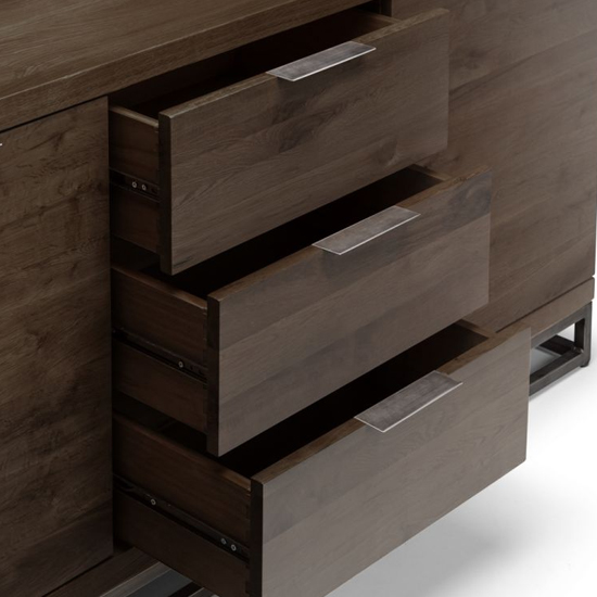 Barras Wooden Sideboard With 2 Doors 3 Drawers In Dark Oak