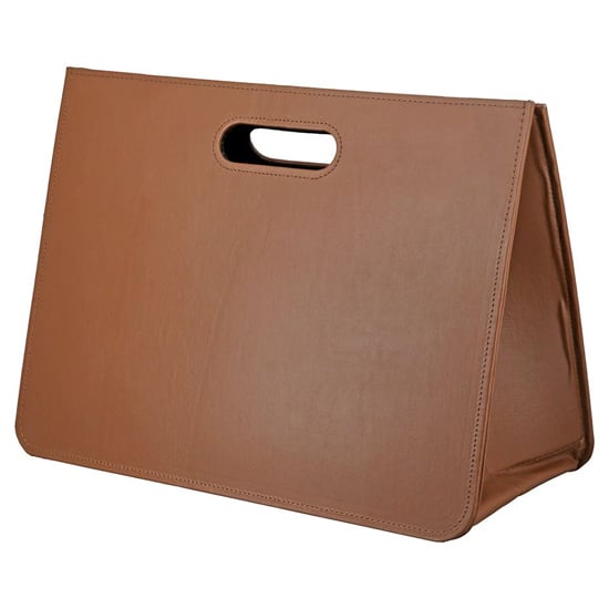 Brooklyn Synthetic Leather Magazine Rack In Light Brown