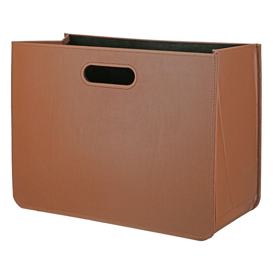 Product photograph of Brooklyn Synthetic Leather Magazine Rack In Light Brown from Furniture in Fashion