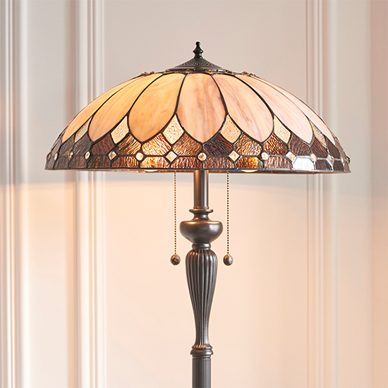 Brooklyn Tiffany Glass Floor Lamp In Dark Bronze