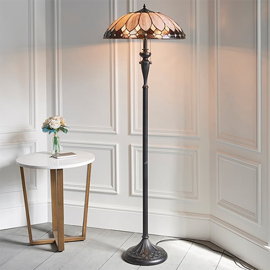 Brooklyn Tiffany Glass Floor Lamp In Dark Bronze