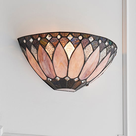 Read more about Brooklyn tiffany glass wall light in dark bronze