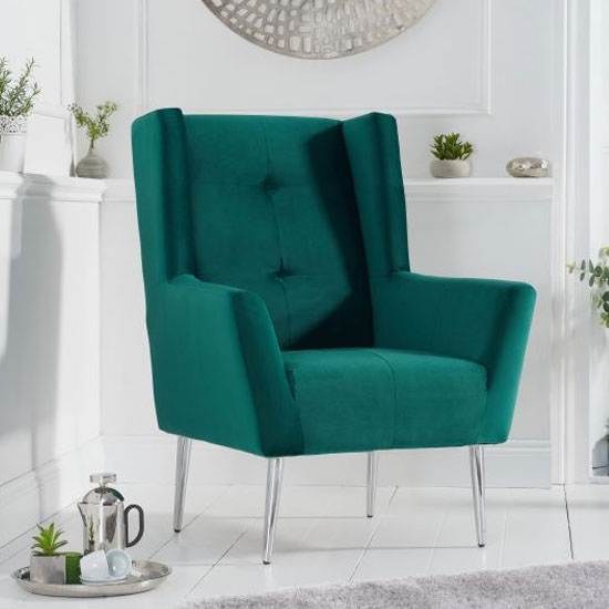 Brookline Velvet Upholstered Accent Chair In Green Furniture in Fashion