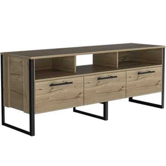 Product photograph of Burley Wide Tv Unit In Bleached Pine With 3 Drawers from Furniture in Fashion