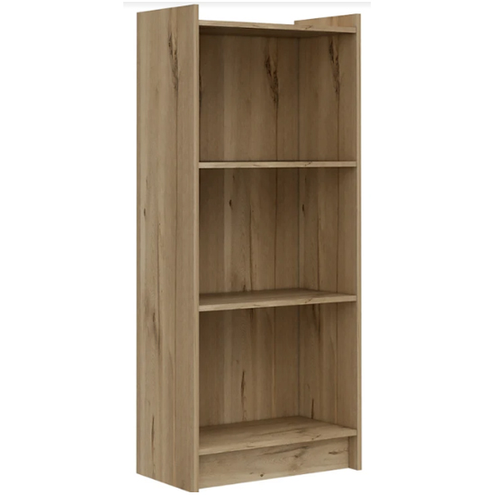 Burley Wooden Bookcase In Bleached Pine With 3 Shelves_2