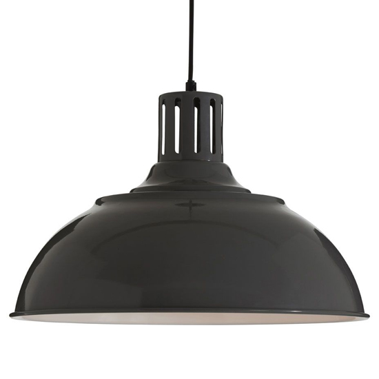 Brookon Round Metal Shade Pendant Light In Grey