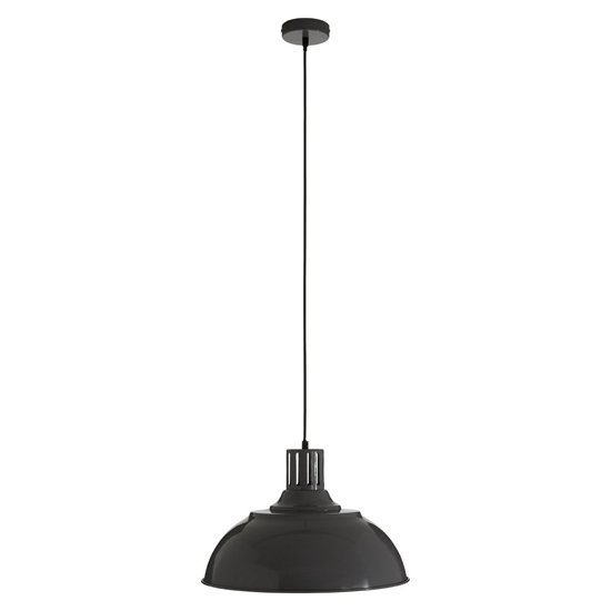 Photo of Brookon round metal shade pendant light in grey