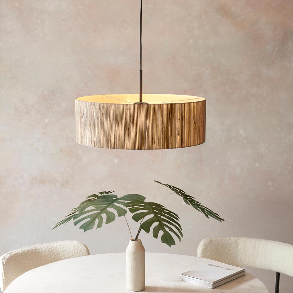 Brooks 3 Lights Drum Shade Pendant Light In Natural