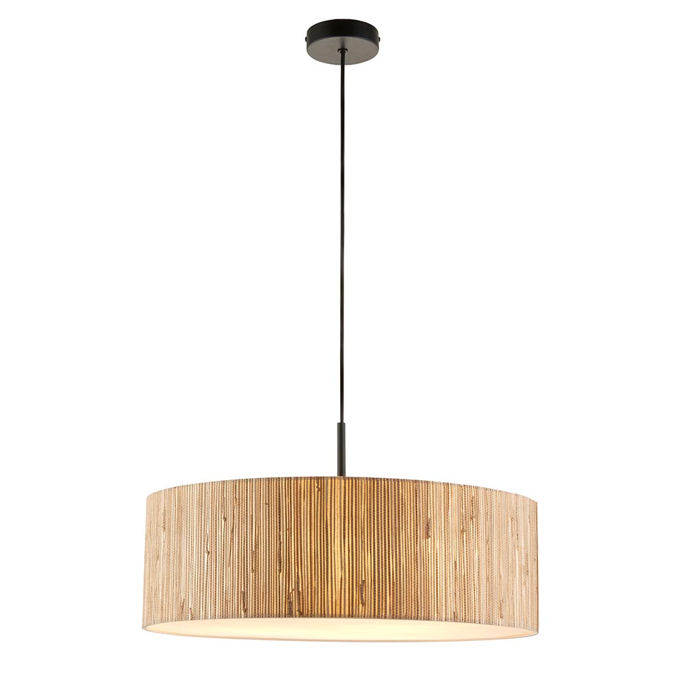 Brooks 3 Lights Drum Shade Pendant Light In Natural