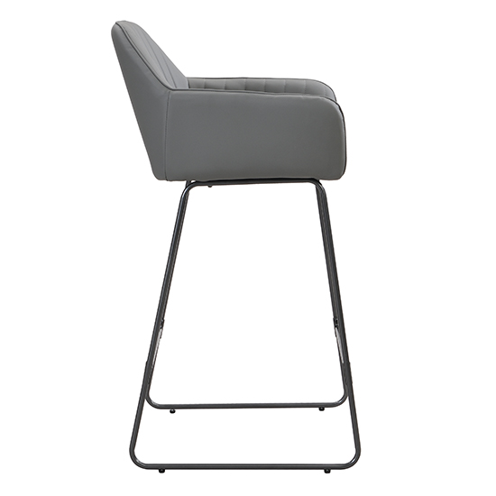 Brooks Grey Faux Leather Bar Chairs With Anthracite Legs In Pair