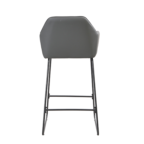 Brooks Grey Faux Leather Bar Chairs With Anthracite Legs In Pair