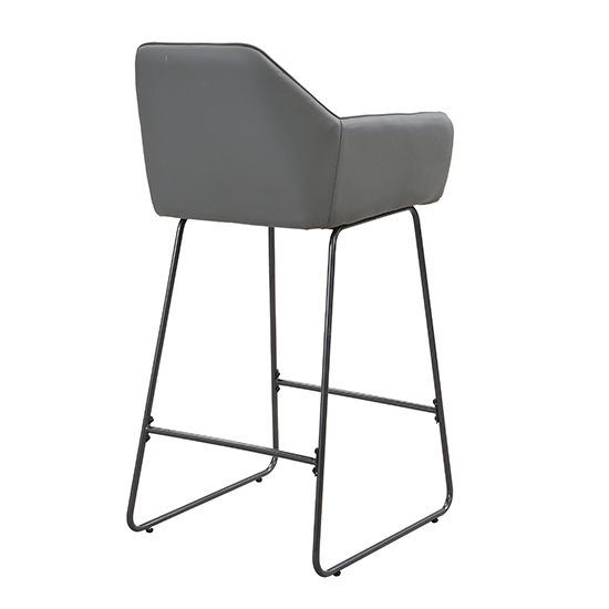 Brooks Grey Faux Leather Bar Chairs With Anthracite Legs In Pair